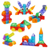 62 PCS Magnetic Blocks? Magnetic Geometric Building Blocks for Kids,Preschool STEM Educational Construction Toys Montessori Sensory Magnet Toys for Toddlers, Gifts for 3 4 5 6 Years Old Girls Boys